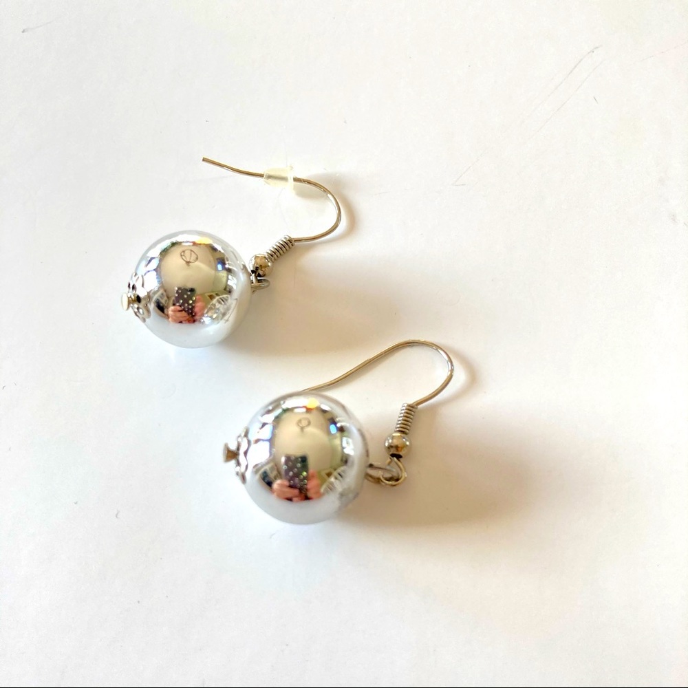 Silver Tone Ball Earrings
